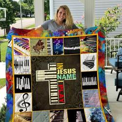 Piano Pianist In Jesus Name I Play Quilt Blanket Great Customized Gifts For Birthday Christmas Thanksgiving Perfect Gifts For Piano Lover