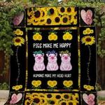 pigs make me happy 2 pig quilt blanket quilt d2324268