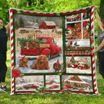 poodle red truck christmas quilt tdhqo d2389178