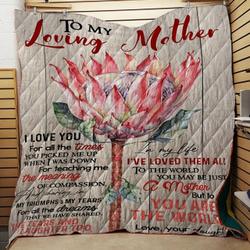 Protea Flower To My Loving Mother Love Your Daughter Quilt Tdhpd