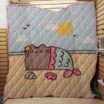 pusheen mermaid at the beach plush throw quilt d2384880