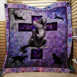 Red Eye Cat Quilt Blanket
