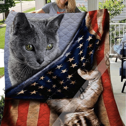 Rusian Blue Cat Ta 03012020 Awesome LKI221 3D Customized Quilt Hip