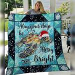 sea turtle christmas may your day be merry and bright quilt blanket great customized blanket gifts