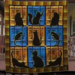 Silhouette Cat Quilt Blanket  Quilt