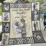 skull husband and wife and they lived happily ever after quilt blanket great customized blanket