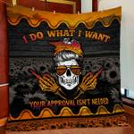 skull lady i do what i want sunflower quilt blanket d2348881