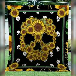 Skull Sunflower Clm1510110 Quilt Blanket