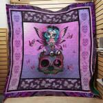 sugar skull and fairy quilt blanket great customized gifts for birthday christmas thanksgiving