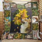 sunflower corgi quilt blanket great customized blanket gifts for birthday christmas thanksgiving