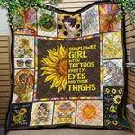 sunflower girl with pretty eyes hippie style quilt blanket great customized blanket gifts for