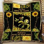 sunflower turtles make me happy quilt blanket great customized gifts for birthday christmas