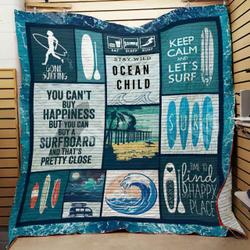 Surfing Theme Keep Calm And LetS Surf Quilt Blanket Great Customized Blanket Gifts For Birthday Christmas Thanksgiving