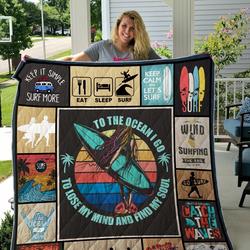 Surfing To The Ocean I Go To Lose My Mind And Find My Soul Quilt Blanket Great Customized Blanket Gifts For Birthday Christmas Thanksgiving