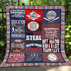 Talk Baseball To Me Quilt Blanket Great Customized Blanket Gifts For Birthday Christmas Thanksgiving