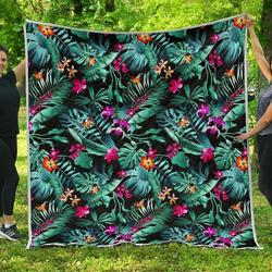 Teal Tropical Leaf Hawaii Cl17100604Mdq Quilt Blanket