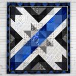 thin blue line zig zag pattern blanket quilt d2321959