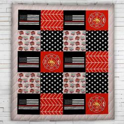 Thin Red Line Firefighters Blanket  Quilt