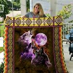 three wolves under the moon quilt blanket great customized blanket gifts for birthday christmas