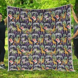 Tropical Zebra Giraffe Cl17100640Mdq Quilt Blanket