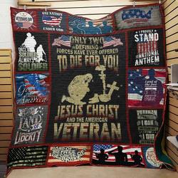 Us Army Veteran And Jesus Christ Sweet Land Of Liberty Quilt Blanket Great Customized Gifts For Birthday Christmas Thanksgiving Perfect Gifts For Us Veteran