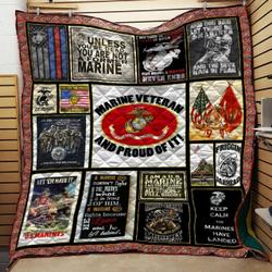Us Marine Veteran And Proud Of It Quilt Blanket Great Customized Blanket Gifts For Birthday Christmas Thanksgiving
