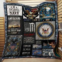 Us Navy Veteran Home Is Where The Navy Sends Us Quilt Blanket Great Customized Gifts For Birthday Christmas Thanksgiving Perfect Gifts For Veteran