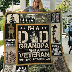Veteran Dad Grandpa Just The Tip I Promise Quilt Blanket Great Customized Gifts For Birthday Christmas Thanksgiving FatherS Day Perfect Gifts For Us Veteran Lover
