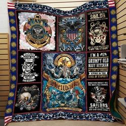 Veteran Sailors Never Die Navy Veteran Quilt Blanket Great Customized Blanket Gifts For Birthday Christmas Thanksgiving
