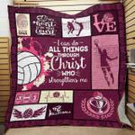 volleyball i can do all things through christ who strengthens me quilt blanket great customized