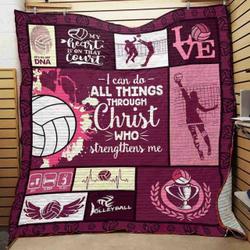 Volleyball I Can Do All Things Through Christ Who Strengthens Me Quilt Blanket Great Customized Blanket Gifts For Birthday Christmas Thanksgiving