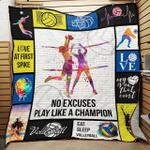 volleyball no excuses play like a champion quilt blanket great customized blanket gifts for