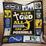 volleyball with god all things are possible quilt blanket great customized blanket gifts for