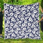 white blue hibiscus floral cl17100698mdq quilt blanket d2380804