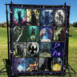 Wicca Cat Tg030730A Quilt Blanket
