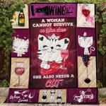 woman wine and cat blanket kc1707 quilt d2356811