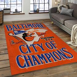 MLB Baltimore Orioles Baseball Team Logo Sport Carpet Rectangle Area Rug For Living Room BOR11