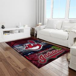 mlb cleveland indians baseball team logo sport carpet rectangle area rug for living room light room ci10