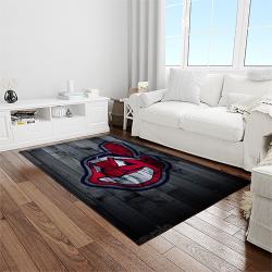 mlb cleveland indians baseball team logo sport carpet rectangle area rug for living room light room ci16