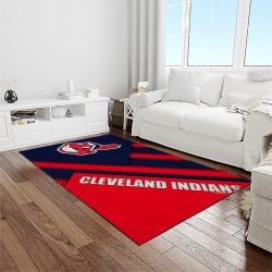mlb cleveland indians baseball team logo sport carpet rectangle area rug for living room light room ci35