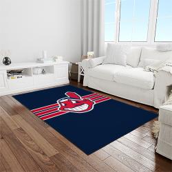 mlb cleveland indians baseball team logo sport carpet rectangle area rug for living room light room ci37