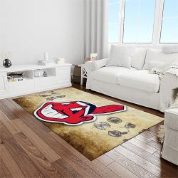 mlb cleveland indians baseball team logo sport carpet rectangle area rug for living room light room ci41