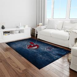 mlb cleveland indians baseball team logo sport carpet rectangle area rug for living room light room ci44