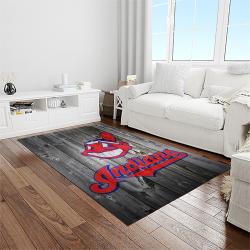 mlb cleveland indians baseball team logo sport carpet rectangle area rug for living room light room ci45
