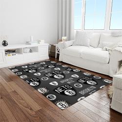 nba brooklyn nets basketball team logo sport carpet rectangle area rug for living room light room brn3