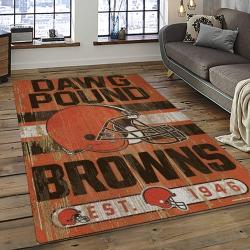 NFL Cleveland Browns Rectangle Rug Personalized Non-Slip Carpet Gift For Football Fans CB24