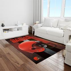 nfl cleveland browns football team logo sport carpet rectangle area rug for living room light room cb56