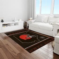 nfl cleveland browns football team logo sport carpet rectangle area rug for living room light room cb70