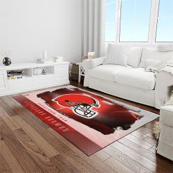 nfl cleveland browns football team logo sport carpet rectangle area rug for living room light room cb81