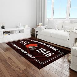 nfl cleveland browns football team logo sport carpet rectangle area rug for living room light room cb82